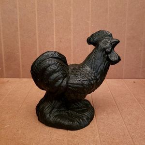Black Coal Rooster Figurine Chicken Decor Farmhouse Vintage